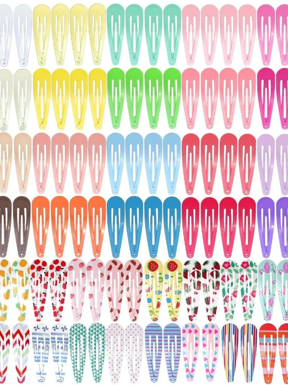 120 Pcs 2 Inch Candy Color Barrettes and Non-Slip Metal Snap Hair Accessories fo